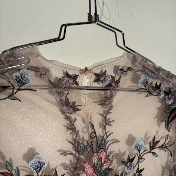 Zara Sheer Tulle Emroidered Blouse - Picture 5 of 14